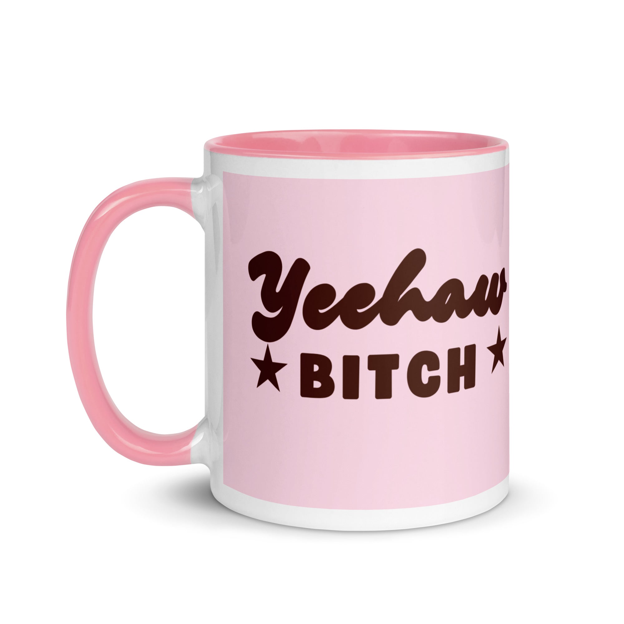 Sassy pink “Yeehaw Bitch” mug, perfect gift for cowgirls, coffee lovers, or attitude-filled mornings.