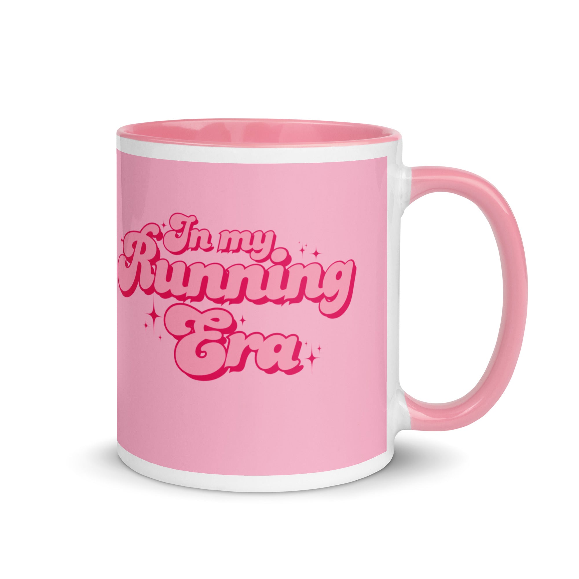 Pink in my running era mug, perfect gift for a woman or girl who loves running or has finished a marathon, half marathon or any other running race